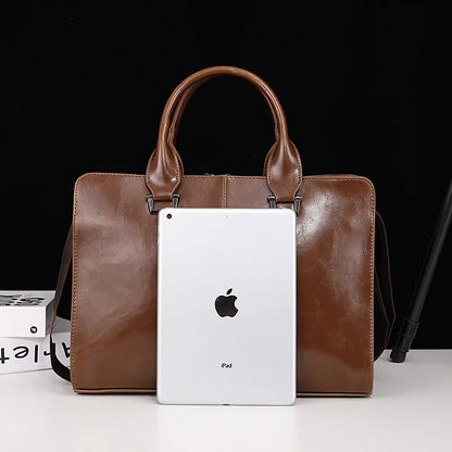 Men S Briefcase Horizontal Style One Shoulder Sling Business Computer Storage