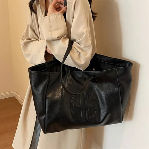 Large Capacity Faux Leather Tote Bag | Vintage Soft Shoulder Bag
