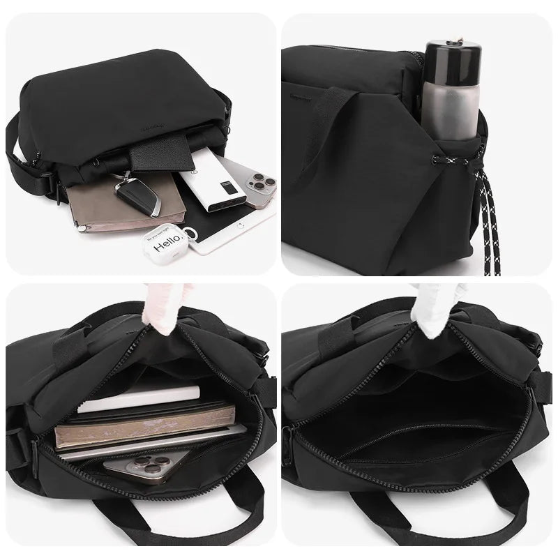 Simple Large-Capacity Men S Crossbody Bag Lightweight Nylon Fabric Commuting Waterproof Women S