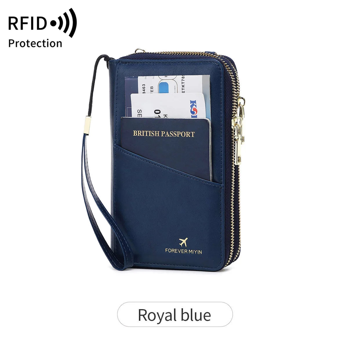 Rfid Security Brush Passport Multi-Function Storage Documents Air Tickets Travel Long Double Zipper