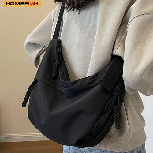 Homefish Large Capacity Nylon Women Shoulder Bag Trendy Korean Hobo Crossbody Bag Daily Casual