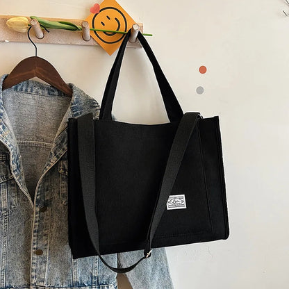 Canvas Tote Bag with Detachable Adjustable Crossbody Strap