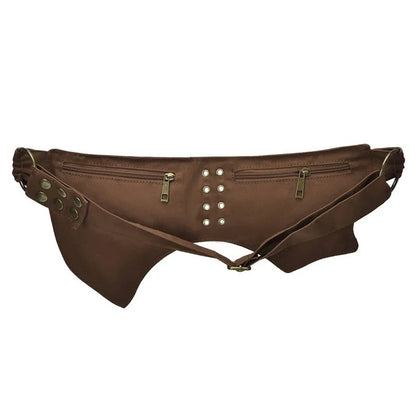 Men S Women Retro Rivet Waist Bag Crossbody Multi-Functional Wear-Resistant Outdoor Storage