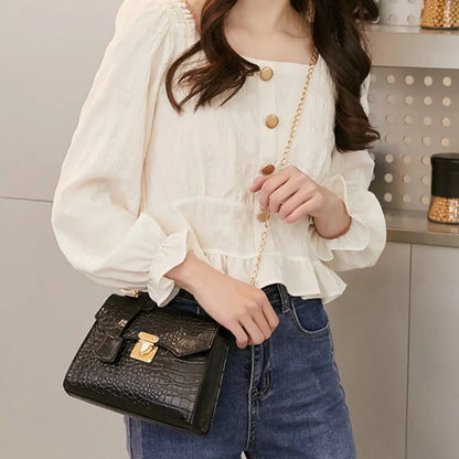 Crocodile-Embossed Mini Handbag – Women's Chic Crossbody Bag