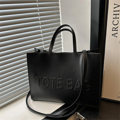 PU Leather Tote Bag – Vintage Embossed Shoulder & Crossbody Bag