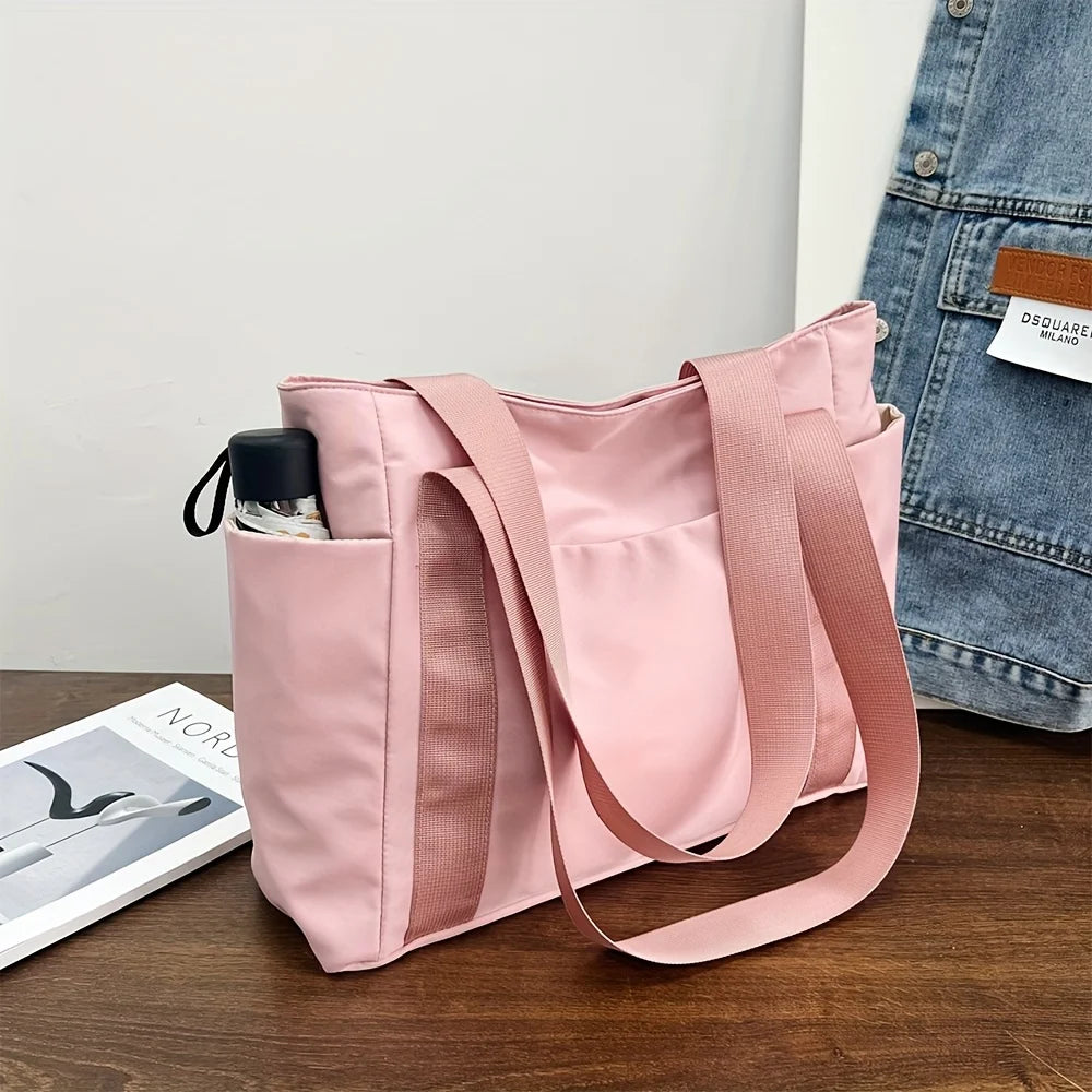 Chic Large Capacity Tote Bag Women Lightweight Durable Oxford Fabric Handbag Shoulder Bag