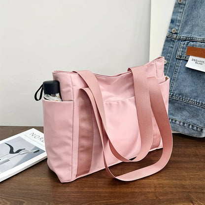 Chic Large Capacity Tote Bag Women Lightweight Durable Oxford Fabric Handbag Shoulder Bag