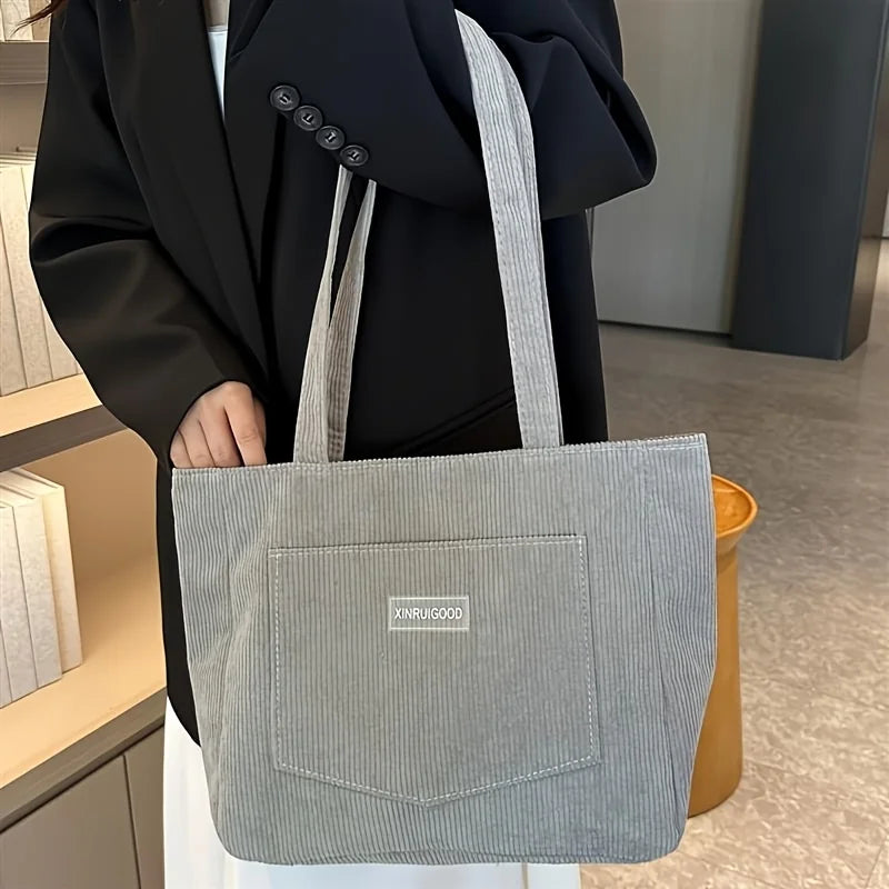 Corduroy Shoulder Tote Bag – Large Capacity Casual Handbag