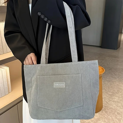 Corduroy Shoulder Tote Bag – Large Capacity Casual Handbag