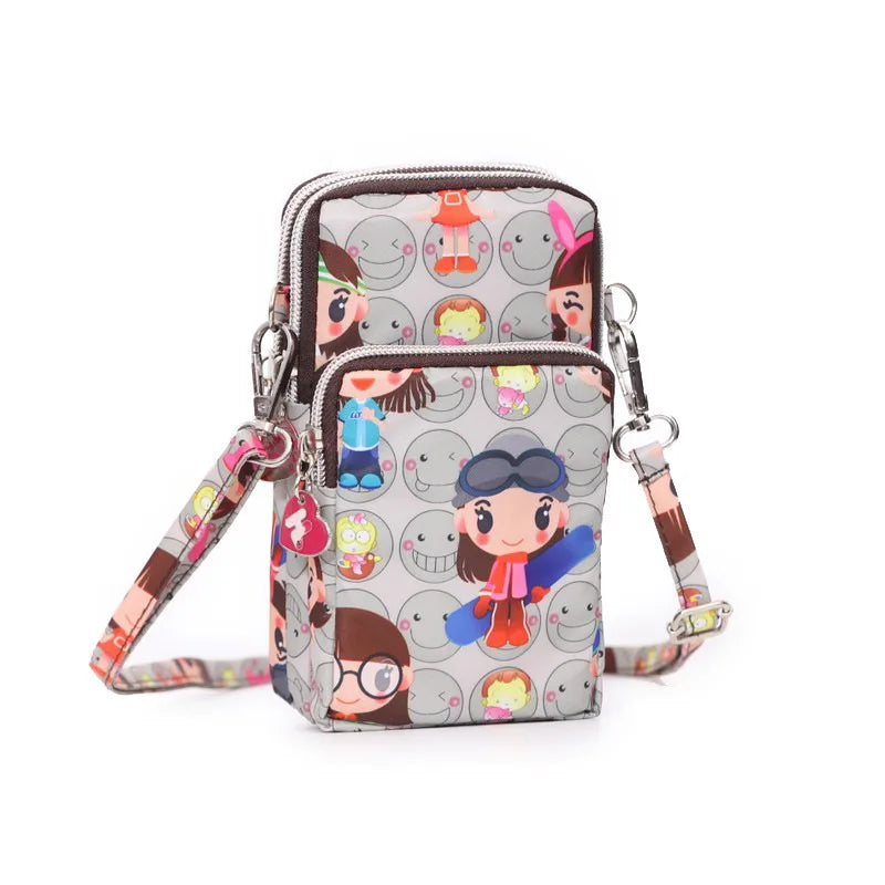 Nylon Shoulder Crossbody Phone Bag Women Sports Running Multi Layer Zipper Pouch Armband Bag