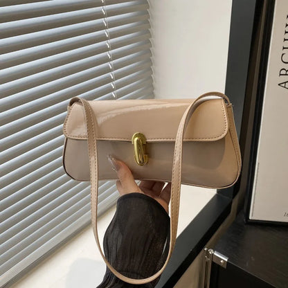 Patent Leather Underarm Bag – Chic Baguette Shoulder Bag