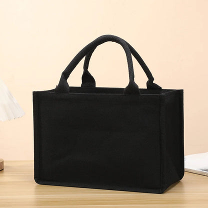Homefish Leisure Thickened Handheld Canvas Tote Bag Black Three-Dimensional Large-Capacity Simple