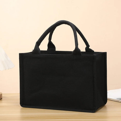 Homefish Leisure Thickened Handheld Canvas Tote Bag Black Three-Dimensional Large-Capacity Simple