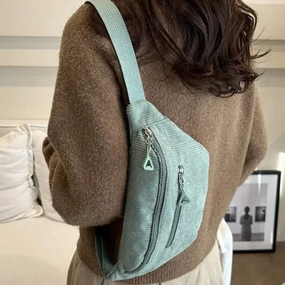Corduroy Waist Bag for Women – Casual Crossbody Fanny Pack