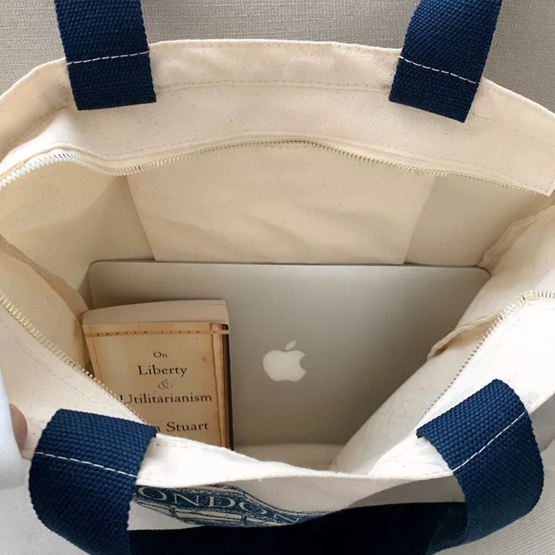 London Books Print Canvas Tote Bag for Women