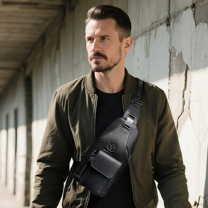 Retro Men S Genuine Leather Single-Shoulder Crossbody Bag Top Layer Cowhide Front Shoulder Bag