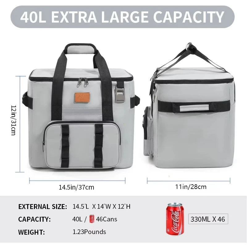 32l Thermal Food Carrier Bag Women Large Insulated Cooler Tote Zipper Portable Leakproof Picnic
