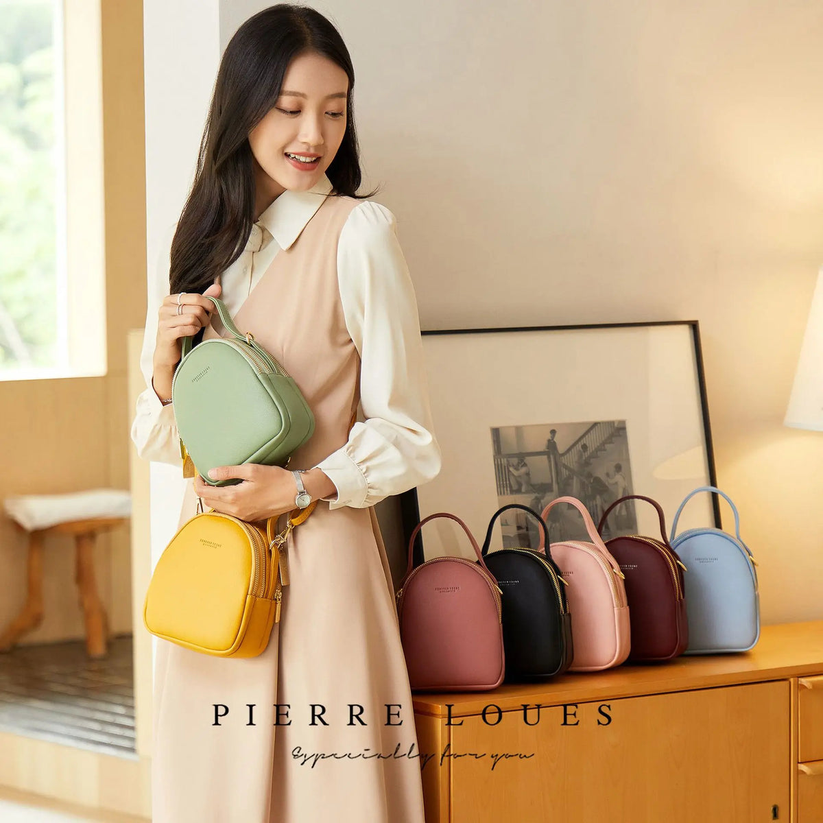 Women solid color casual bag simple large capacity multifunctional small backpack