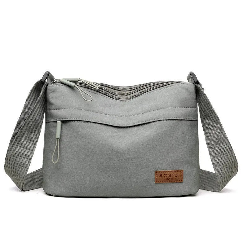 Simple Solid Color Nylon Cloth Women Multifunctional Leisure Waterproof Portable Shoulder Crossbody