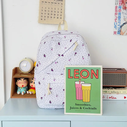 Lovely Sweet Polka Dot Floral Print Backpack Teen Girls Lightweight Large Storage Versatile School