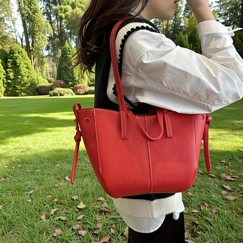Stylish Casual Tote Bag Large Capacity Pu Leather Handbag Women Wing Bag Commuting Shoulder Armpit