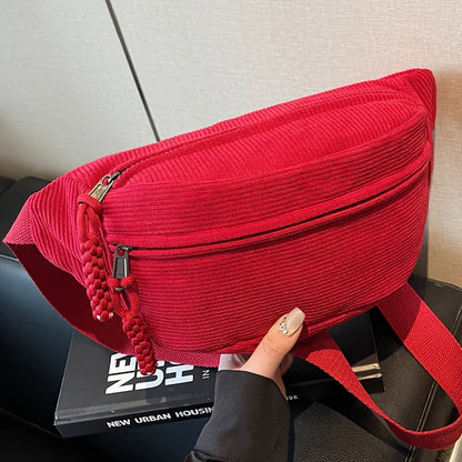 Corduroy Waist Bag – Women's Adjustable Crossbody Fanny Pack