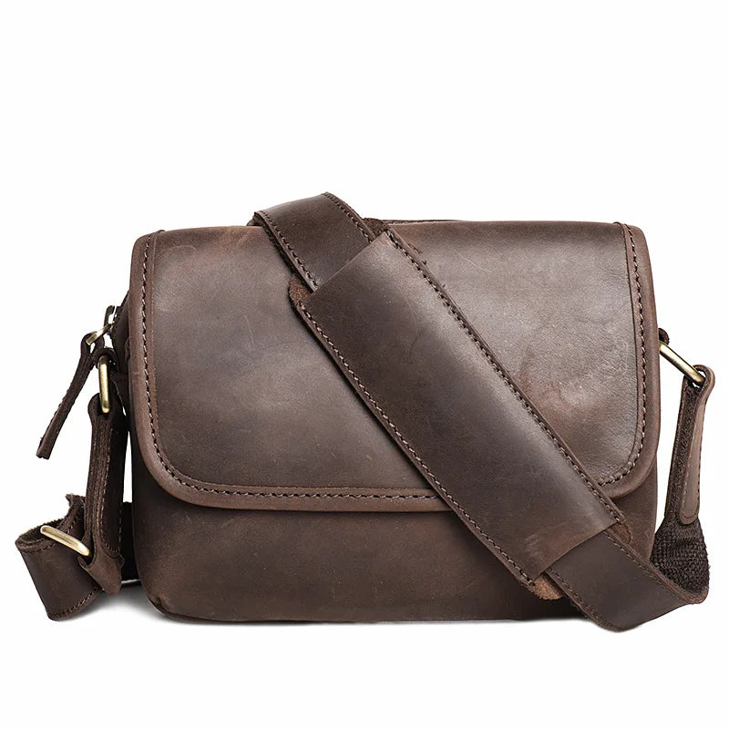 Crazy Horse Leather Retro Men S Shoulder Bag Women Diagonal Cross Large Capacity Ipad Storage