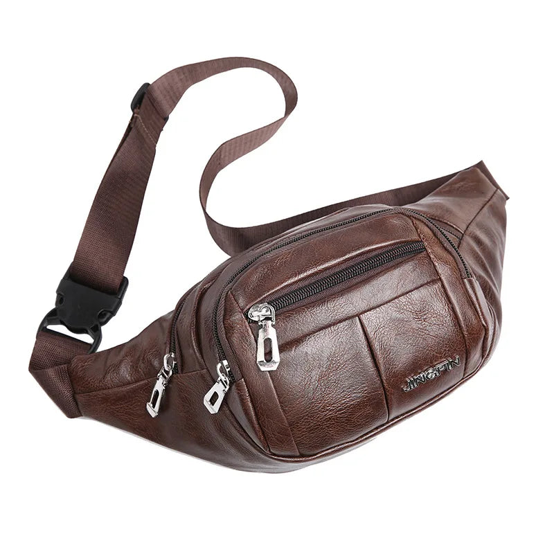 Pu Running Waist Bag Men Women Large Capacity Cross-Body Mobile Phone Storage Cashier Shoulder