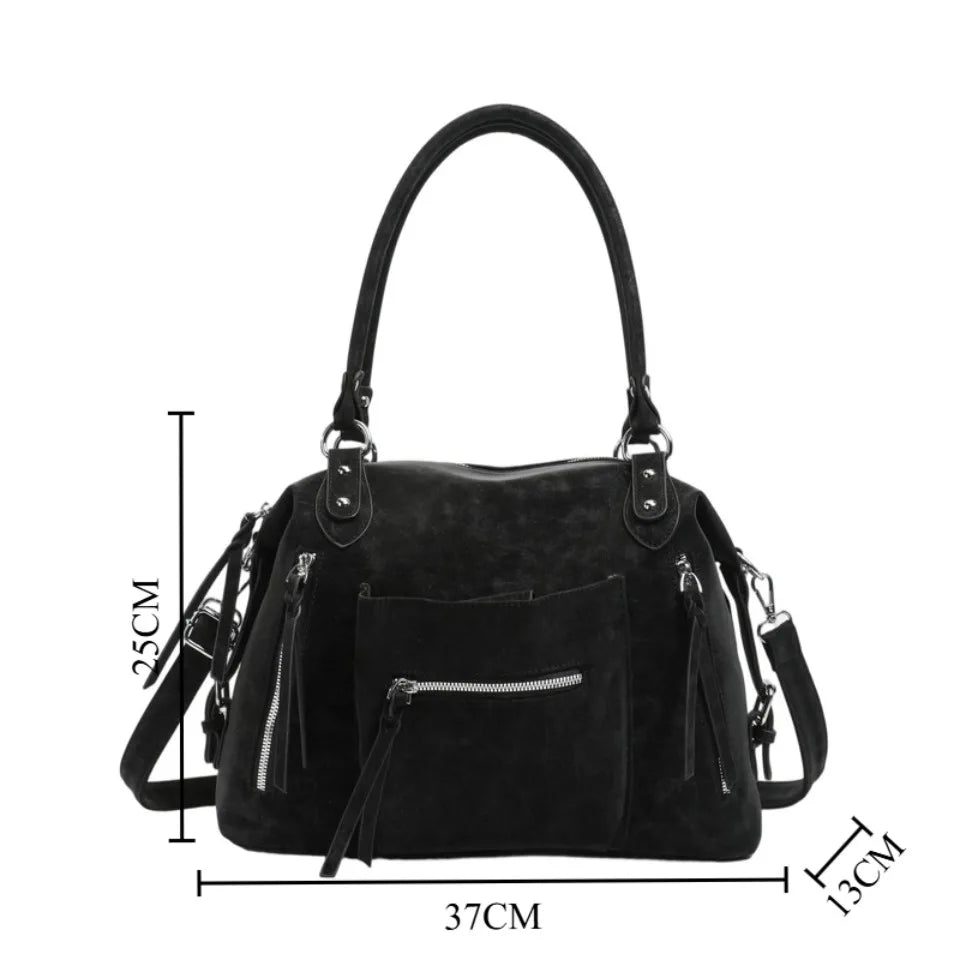 Large Capacity Suede Crossbody Shoulder Bag for Women