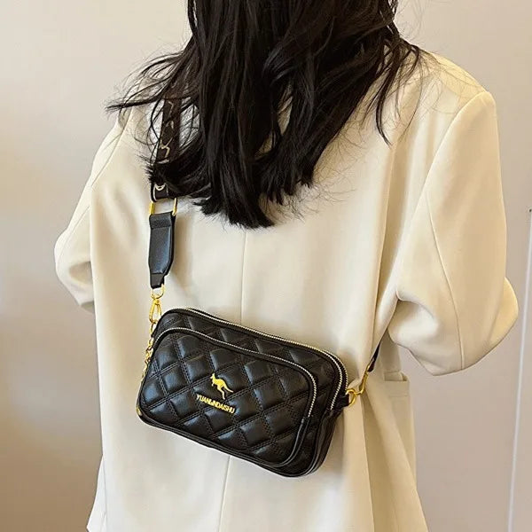 Quilted Leather Crossbody Bag – Large Capacity Shoulder Purse for Women