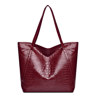 Crocodile Pattern Tote Bag for Women – Retro Leather Shoulder Bag