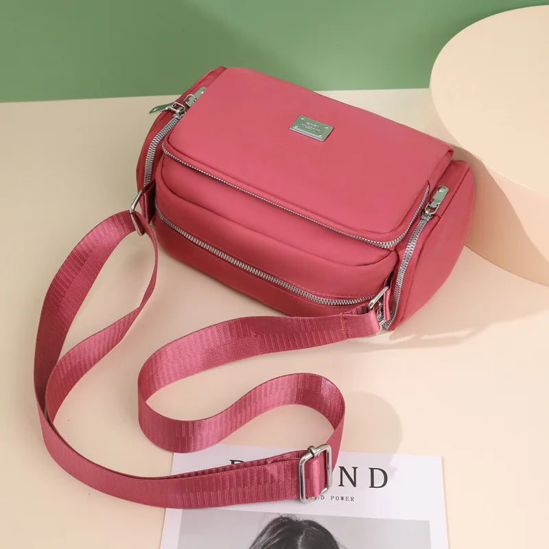 Large Capacity Nylon Crossbody Bag for Women – Wide Strap Shoulder Bag
