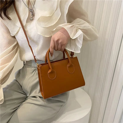 Small Crossbody Tote Bag – Dual Handle Retro Handbag for Women