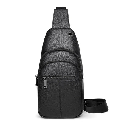 Men S Chest Bag Cowhine Simple Casual One Shoulder Sling Man Portable Diagonal Cross Backpack