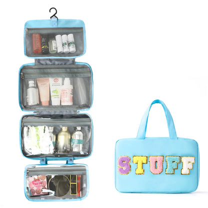 Four-Fold Dry-Wet Separation Toiletry Bag Hanging One-Piece Storage Large-Capacity Hook Portable