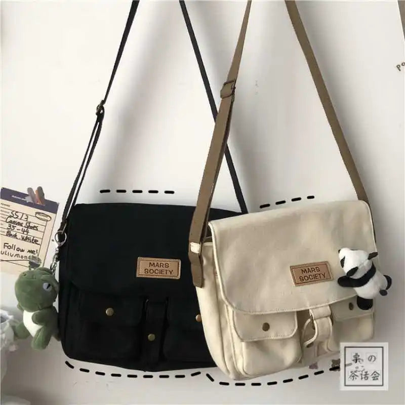 Simple Messenger Bag Women Postman Diagonal Crossbody Lady Student Canvas Schoolbag Version Ladies