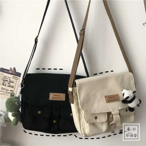 Simple Messenger Bag Women Postman Diagonal Crossbody Lady Student Canvas Schoolbag Version Ladies