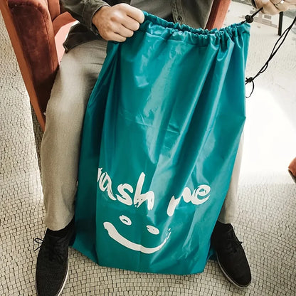 Drawstring Laundry Bag – Wash Me Smiley Face Design