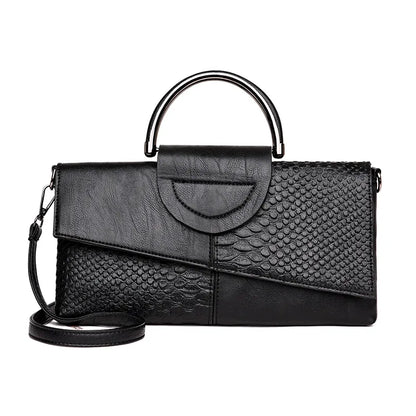 Crocodile Pattern Envelope Clutch Bag – Top Handle & Crossbody