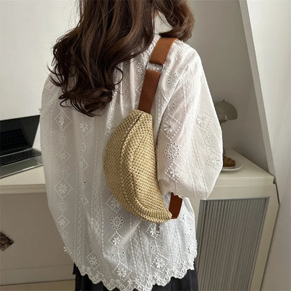 Straw Crossbody Bag for Women – Boho Woven Shoulder Bag with Adjustable Straps