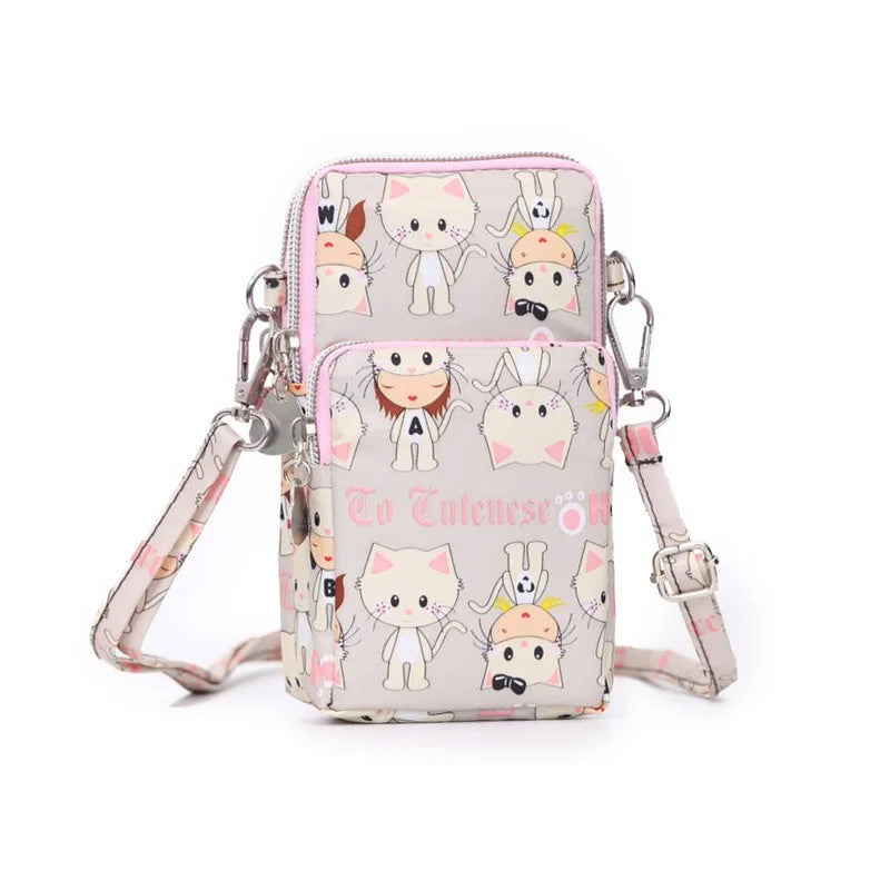 Nylon Shoulder Crossbody Phone Bag Women Sports Running Multi Layer Zipper Pouch Armband Bag