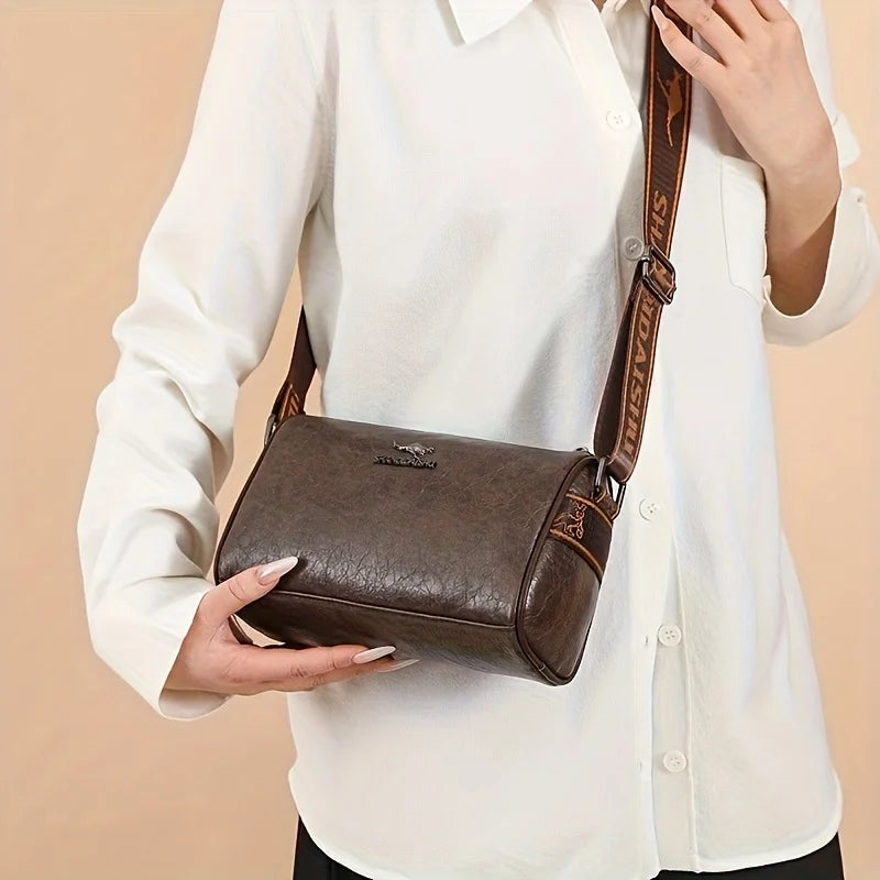 Solid Color Pu Leather Shoulder Messenger Bag Versatile Large Capacity Pillow Tote Crossbody Bags