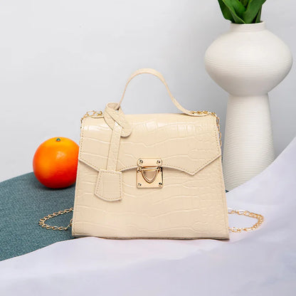 Crocodile Pattern Mini Tote Bag – Chain Crossbody Handbag