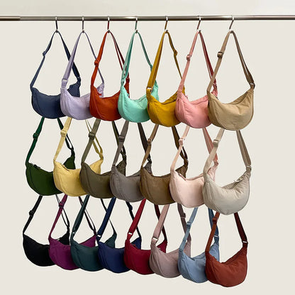 Nylon Crescent Crossbody Bag – Lightweight Women's Shoulder Bag