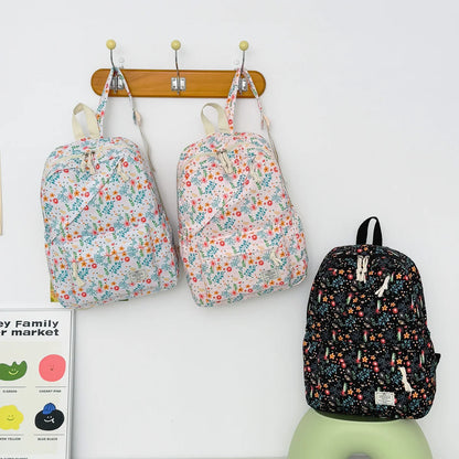Sweet Fresh Floral Print Backpack Teen Girls Light Weight Multi-Purpose Large Capacity School Bag