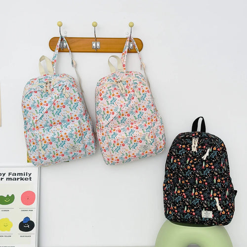 Sweet Fresh Floral Print Backpack Teen Girls Light Weight Multi-Purpose Large Capacity School Bag