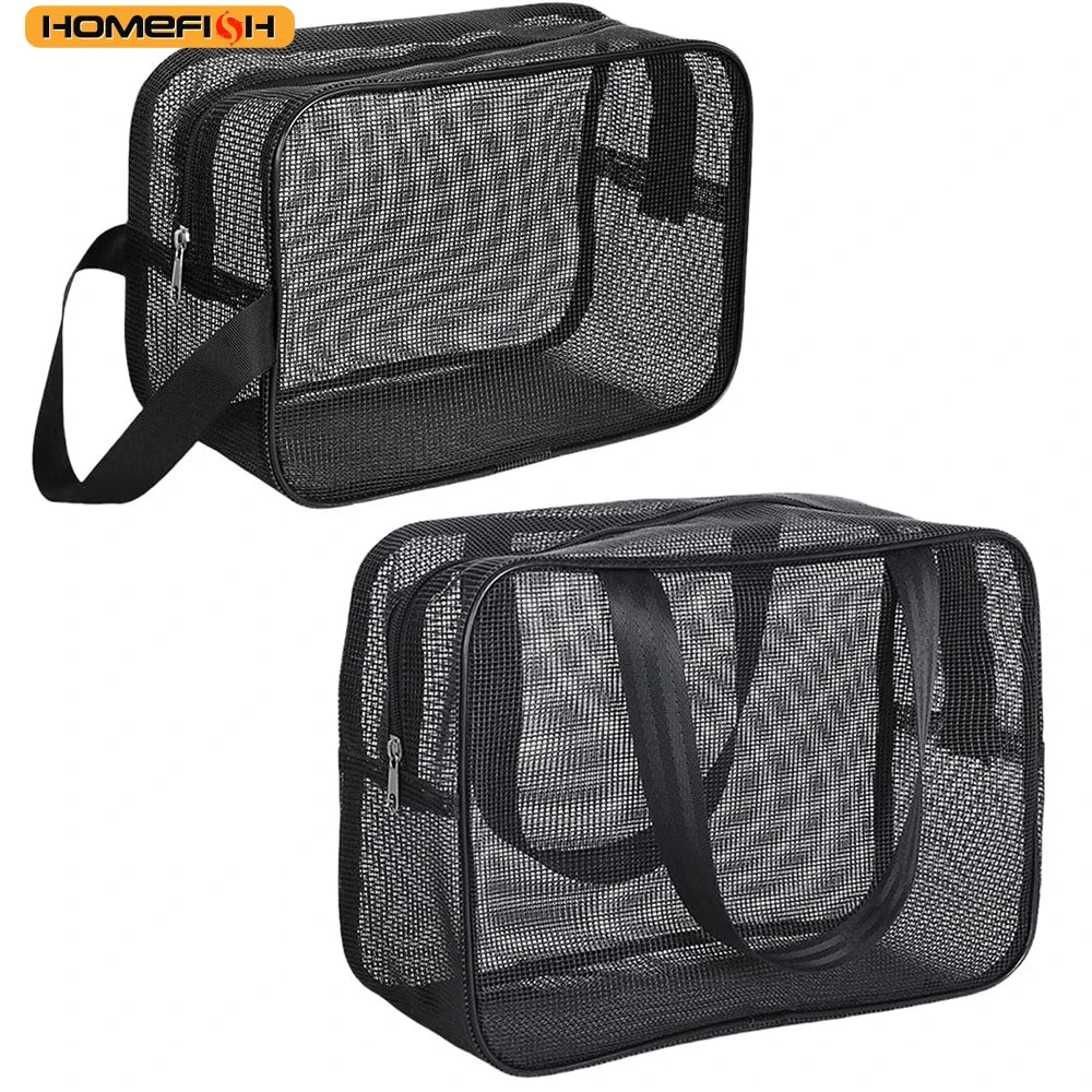 Homefish Large-Capacity Mesh Cosmetic Storage Bag Portable Multifunctional Toiletry Organizer Tote