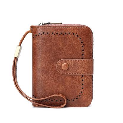Rfid Anti-Theft Brush Ladies Purse Oil Wax Leather Organ Card Bag European American Retro