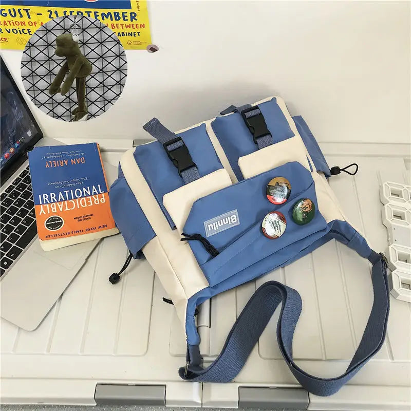 Waterproof Canvas Messenger Bag – Multi-Pocket Crossbody