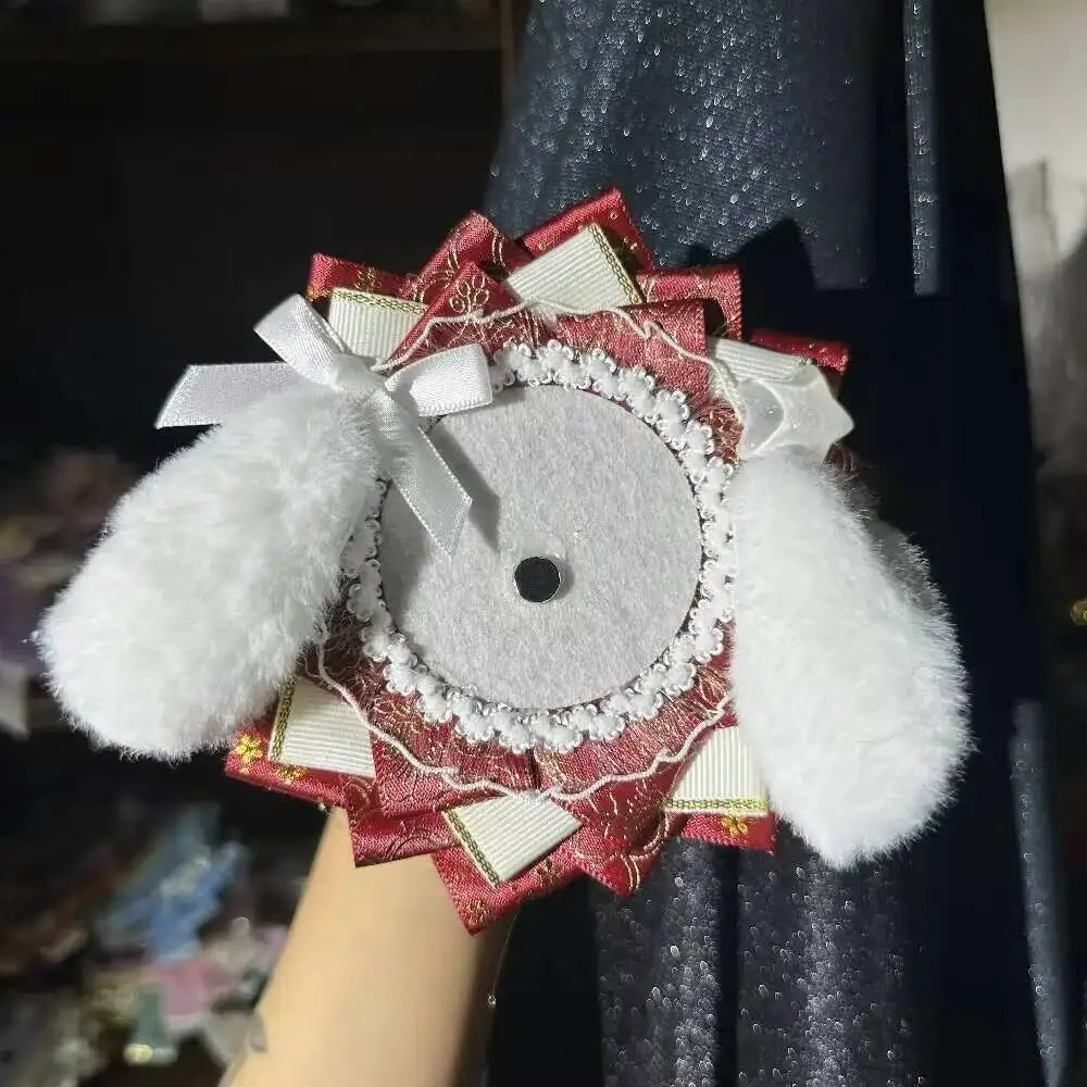 Itabag Badge Holder Rosette with Dog Ear & Bow – Handmade Anime Pin Display